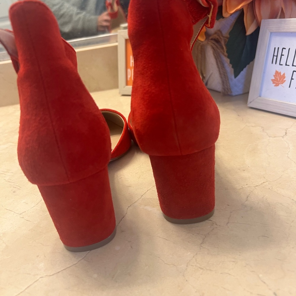 Kurt Geiger Vibrant Red Suede Heels - Picture 4 of 7